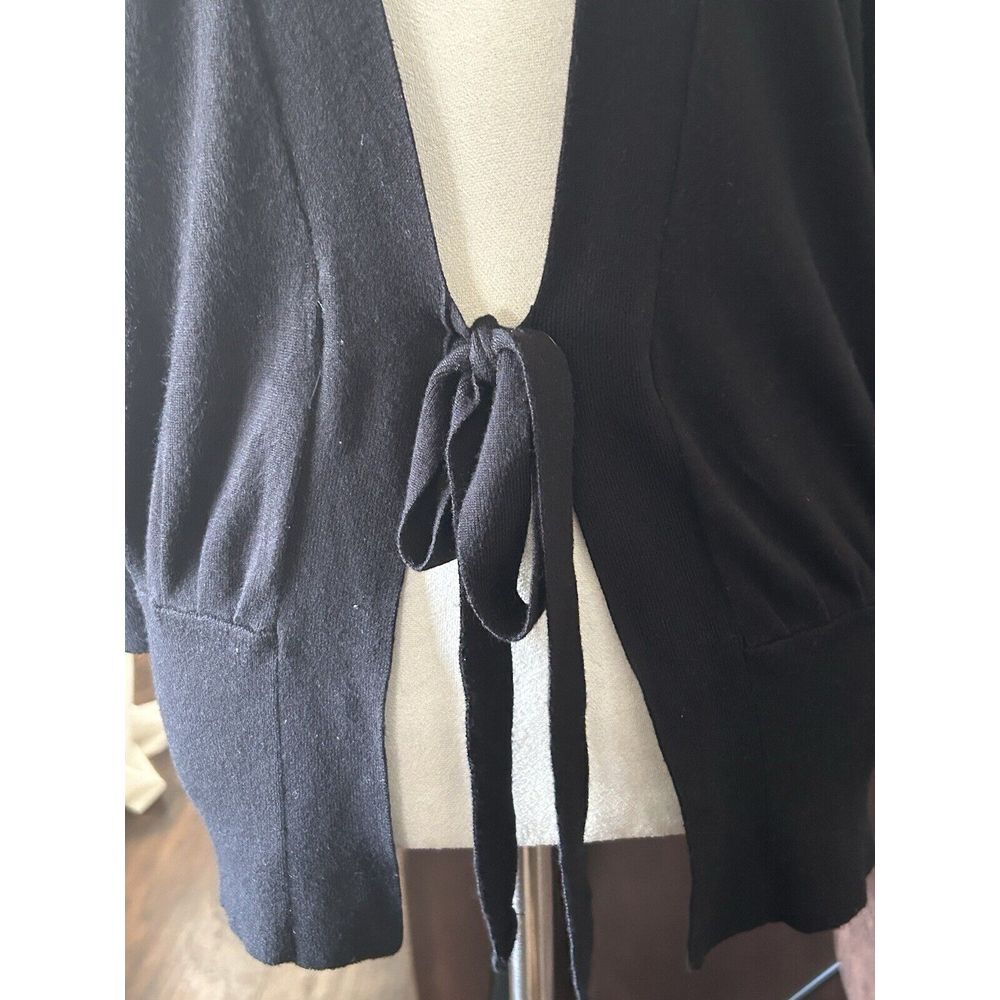 MNG By Mango Black Tie Front Lightweight Cardigan Sweater Size M Womens - Picture 4 of 6